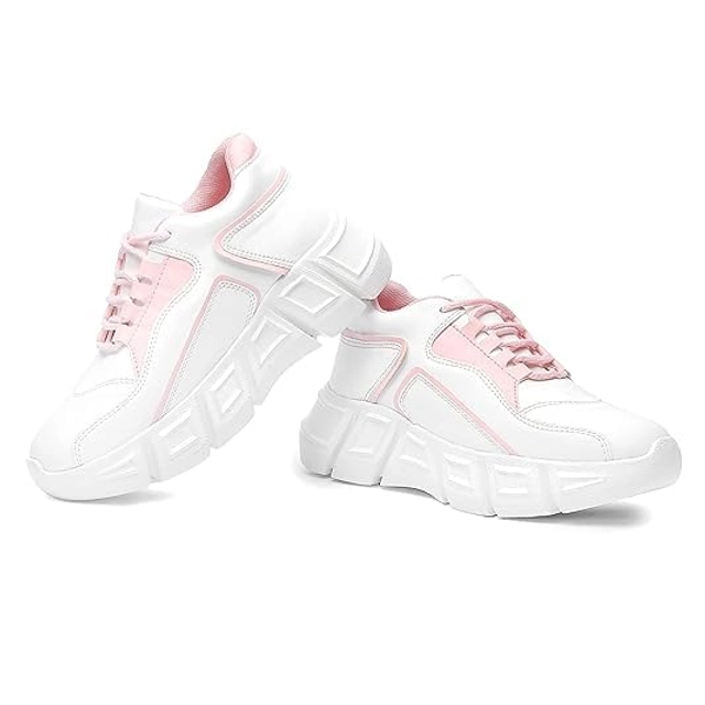 Sneakers for Women (Pink & White, 3)