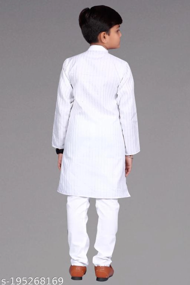 Cotton Blend Kurta Sets for Boys (2-3 Years, White)