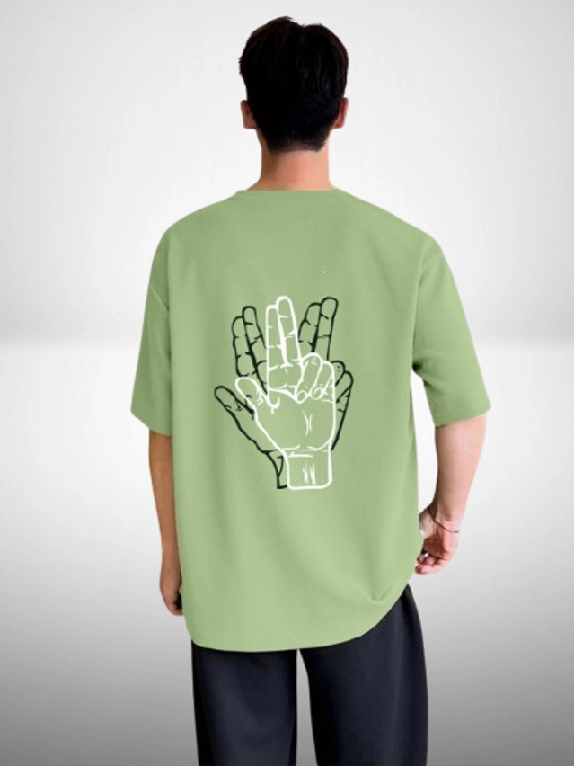 Cotton Round Neck Printed Oversized T-Shirt for Men (Mint Green, M)