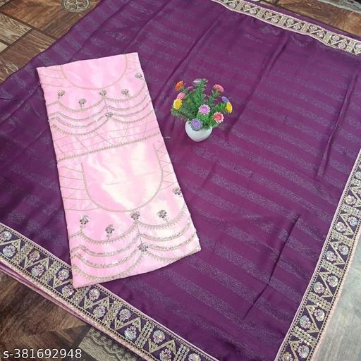 Simmer Embroidered Saree for Women (Purple, 6.3 m)