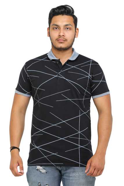 Fosty Men's Cotton Stylish T-Shirts (Black, XXL) (ADE-563)
