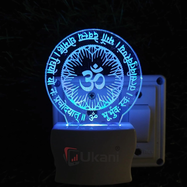 DM COLLECTION 3D Illusion LED Night Light With 7 LED Color Changing For Bedroom Decoration (Gayatri Mantra) (Pack of 1)