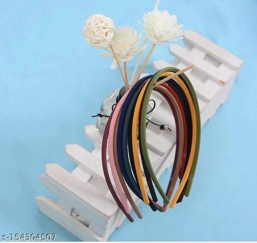 Plastic Hair Band for Women (Multicolor, Pack of 12)