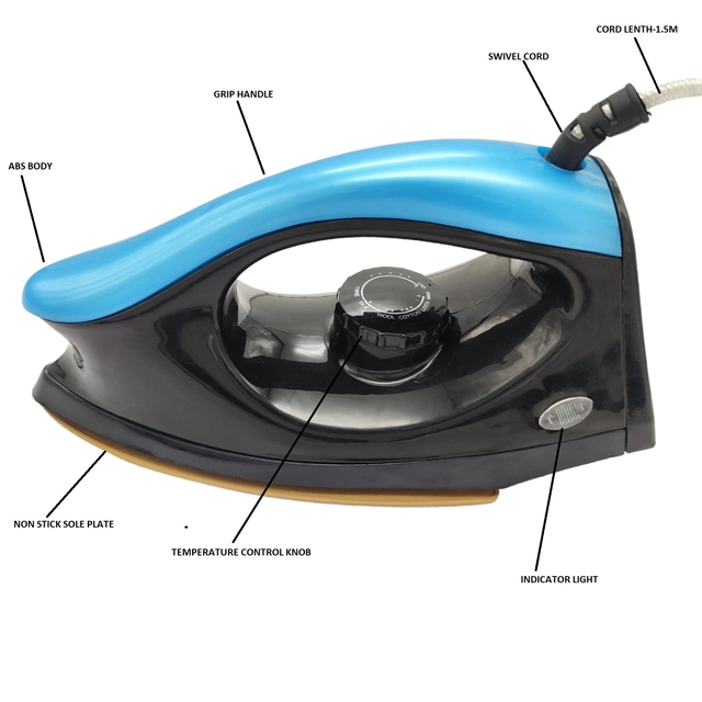 Nissan Home Appliances Royal Light Weight Dry Iron (Blue & Black, 1000 W)