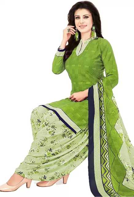 Sharda Creation Women's Dress Material (Green) (SC06)