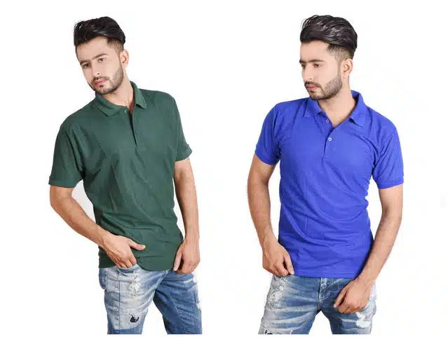Men's Polo Neck T-Shirt (Pack of 2) (Multicolor, XXL)