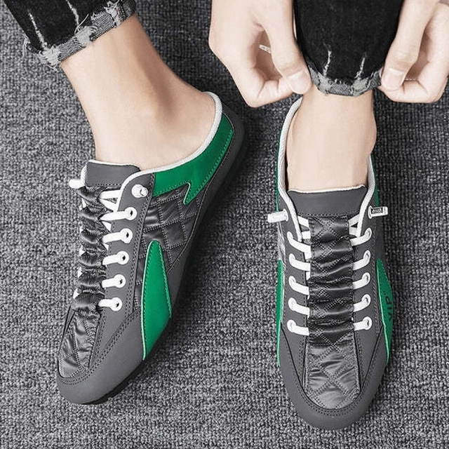 Sneakers for Men (Grey & Green, 6)