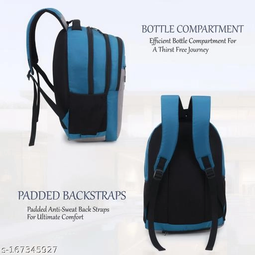 Nylon Backpack for Men & Women (Grey & Teal, 35 L)