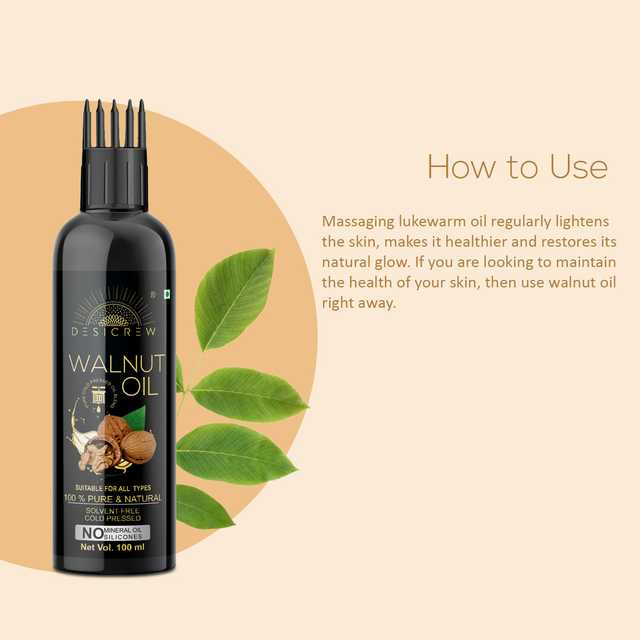 Desi Crew Cold Pressed Walnut Oil For Hair And Skin (Pack Of 1, 100 ml) (KGE-97)