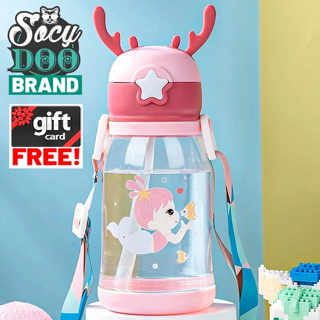 Cartoon Theme Sipper Water Bottle for Kids (Multicolor, 600 ml)