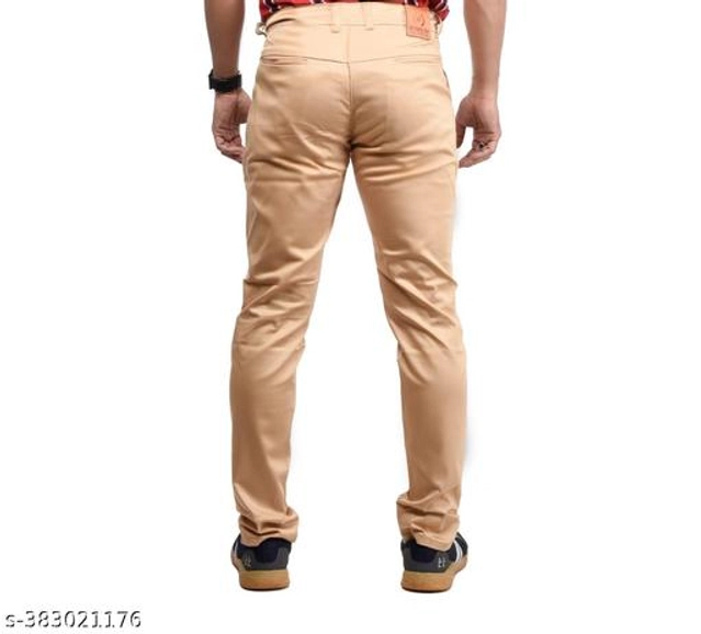 Cotton Slim Fit Trouser for Men (Beige, 28)