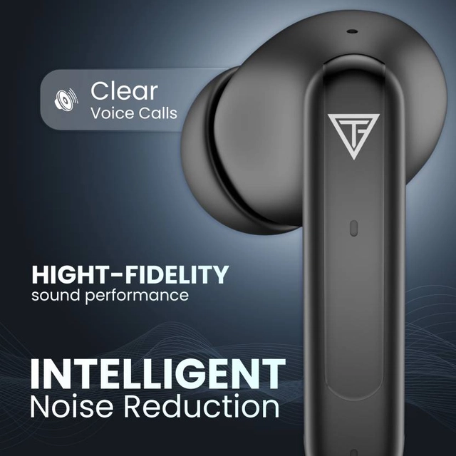 TECHFIRE Bullets 360 TWS Earbuds with 100 HRS Playtime,(50ms Low Latency), Bluetooth v5.3 Bluetooth (Carbon Black, True Wireless)