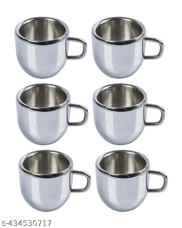 Stainless Steel Tea Cup (Multicolor, 80 ml) (Pack of 6)