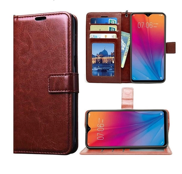 Artificial Leather Mobile Flip Cover for Realme 70X/12x/12 5G/C65 5G (Brown)