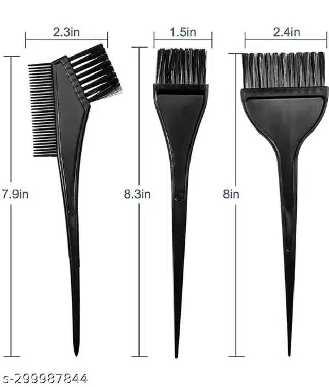 Plastic Hair Dye Bowl with 3 Pcs Brushes (Black, Set of 2)