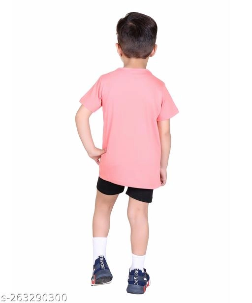 Cotton Printed Clothing Set for Boys (Pink & Black, 6-9 Months)