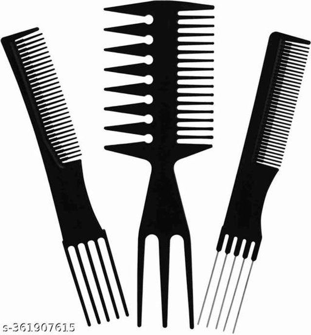 Plastic Hair Comb Set (Black, Set of 10)