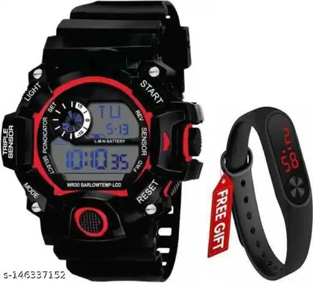 Sports with Digital Watch for Mens & Boys (Multicolor, Set of 2)