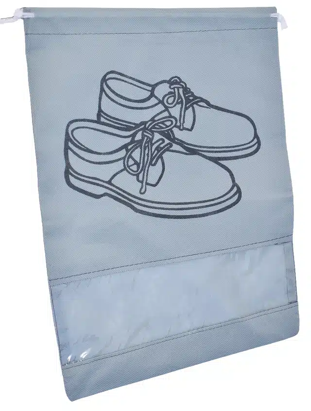 Non-Woven Printed Shoe Pouch (Silver, Pack of 12)