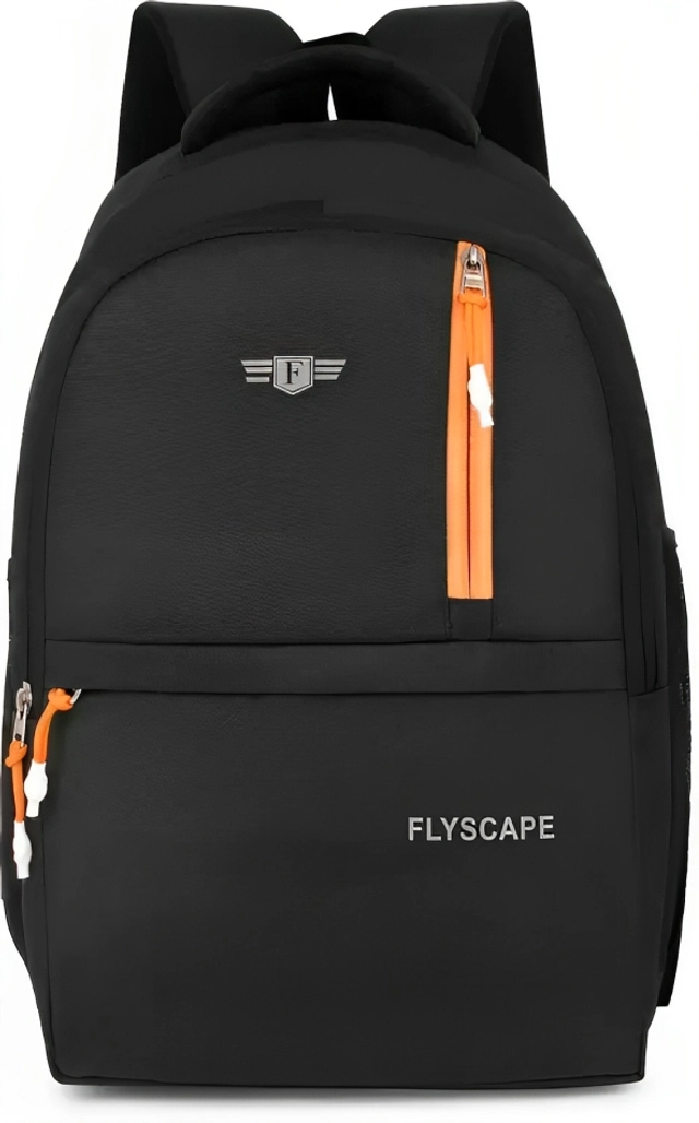 Polyester Laptop Backpack for Men & Women (Black & Orange, 30 L)