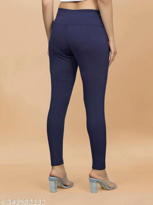 Lycra Jeggings for Women (Navy Blue, 38)