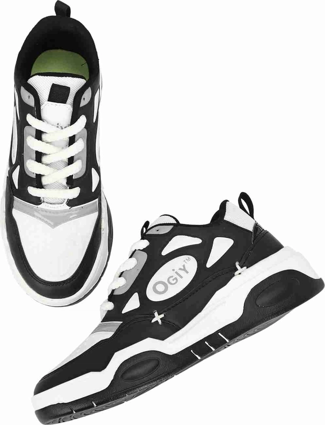 Sports Shoes for Men (Black & White, 6)