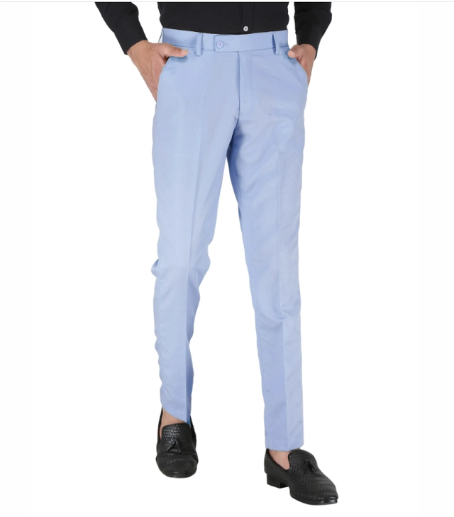 Poly Viscose Solid Trouser for Men (Sky Blue, 28)