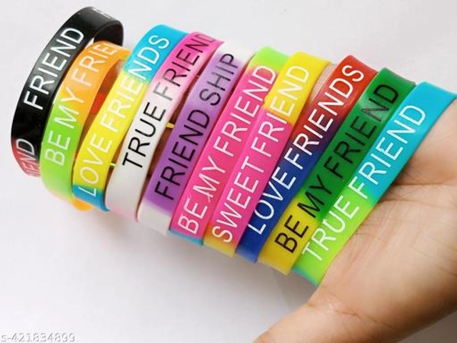 Rubber Friendship Wrist Bands (Multicolor, Pack of 10)