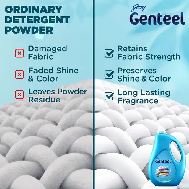 Godrej Genteel Matic Liquid Detergent For Top Load - 1 Kg (Bottle)+1 Kg (Refill)