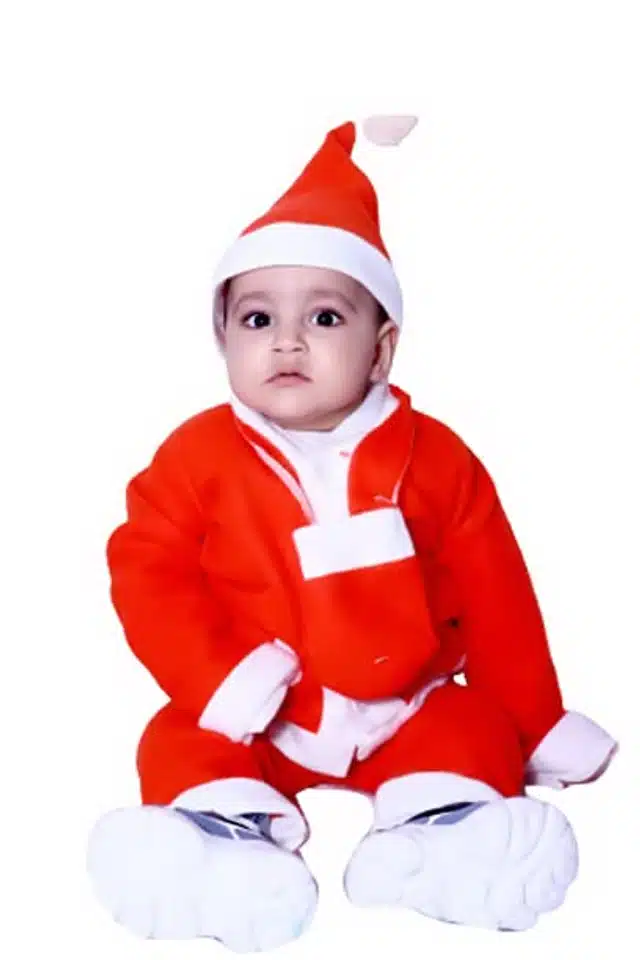 Cotton Christmas Clothing Set for Kids (Red & White, 6-24 Months)