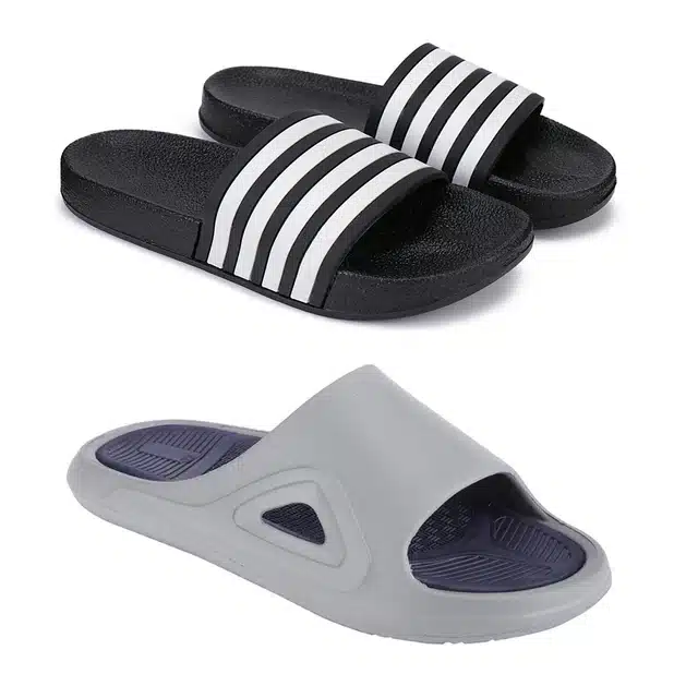 Flip Flops for Men (Pack of 2) (Multicolor, 10)