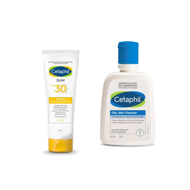 Combo of Cetaphil Skin Cleanser (125 ml) with SPF30 Sunscreen Lotion (100 ml) (Set of 2)