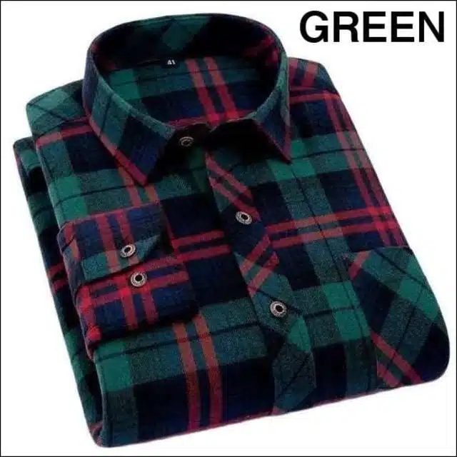 Full Sleeves Checkered Shirt for Men (Green, S)