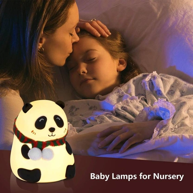 Cute Panda USB Rechargeable, 7-Colors Changing Light, Room Decor Night Lamp  (14 cm, White, Pack of 1)