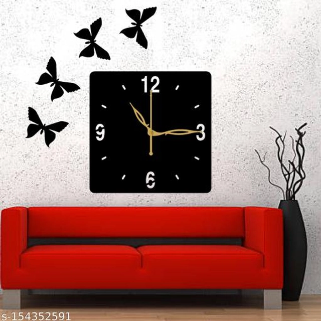 Wooden Wall Clock for Home (Black)