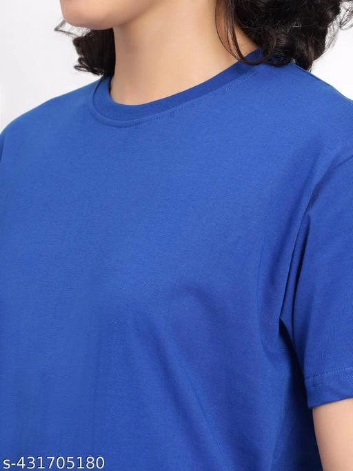 Round Neck T-Shirt for Women (Blue, M)