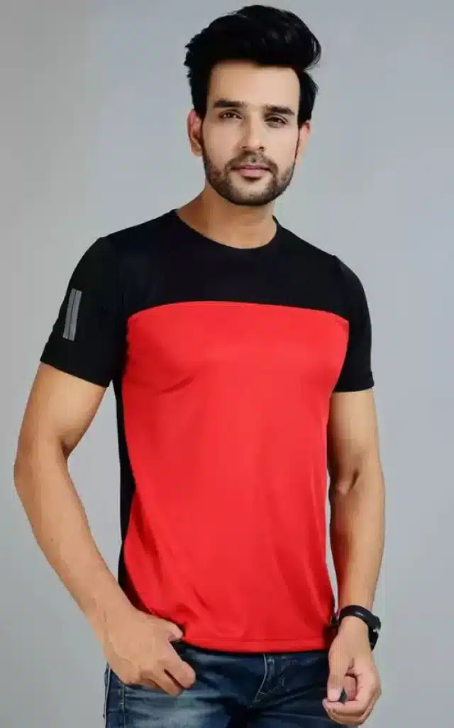 Half Sleeves T-shirt for Men (Red, L)