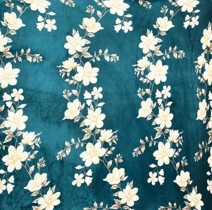 Fleece Floral Fitted Bedsheets with Two Pillow Covers (Teal, 78x72x8 Inches)