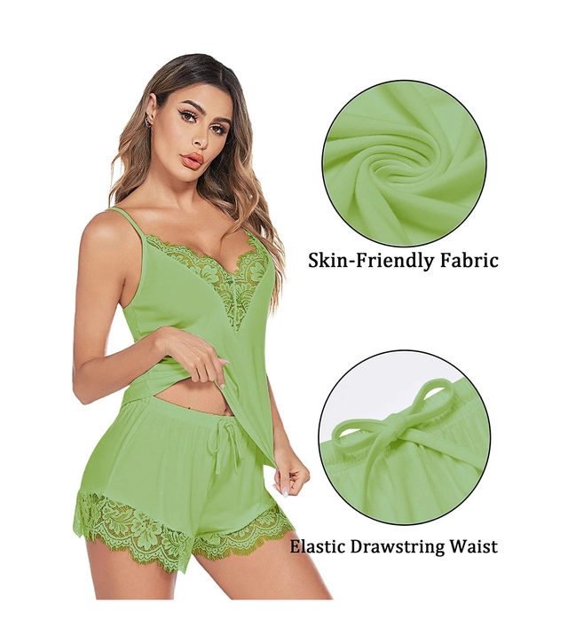 Nylon Solid Babydoll Nightdress for Women (Mint Green, Free Size)