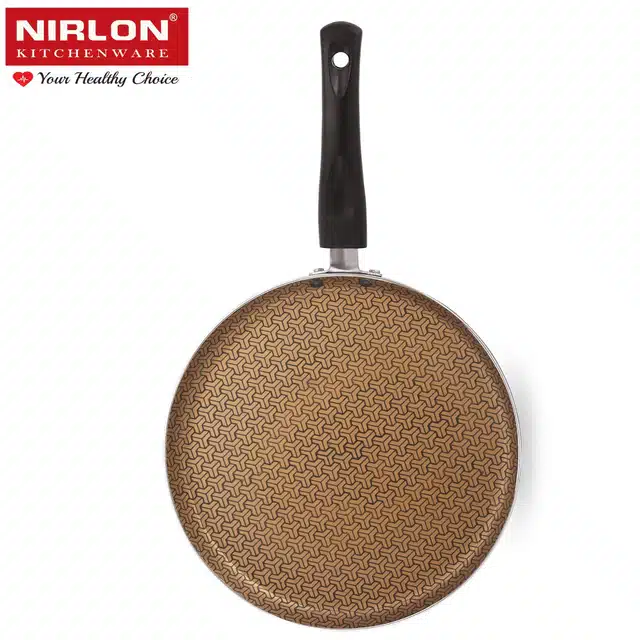 NIRLON Aluminium Flat Tawa (Black & Copper, 26 cm)