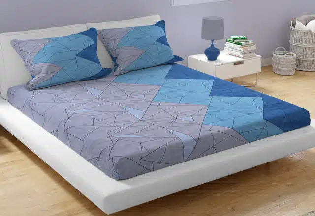 Double Bed Comforter with 1 Bedsheet and 2 Pillow Covers (Blue, 85"x90")