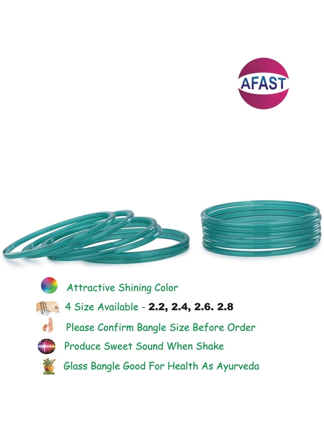 Glass Bangle Set for Women (Teal, 2.2) (Pack of 12)