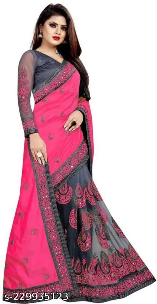 Dola Silk Embroidered Saree For Women (Pink, 6.3 m)