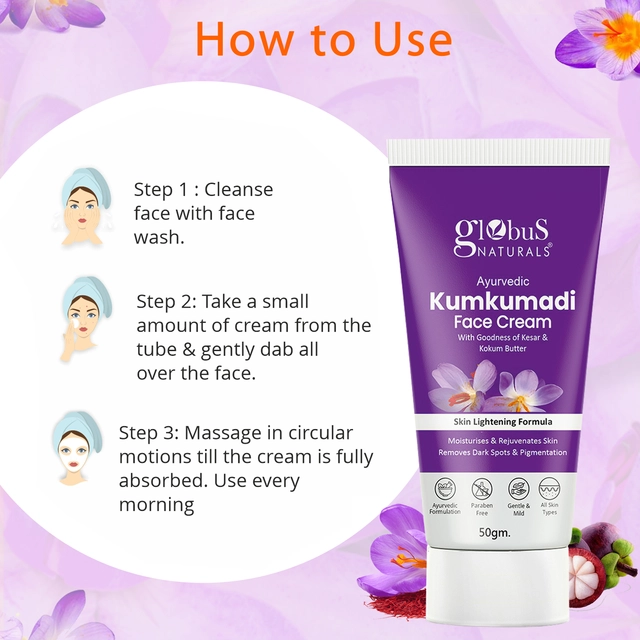 Globus Naturals Ayurvedic Kumkumadi Skin Lightening Face Cream (50 g)