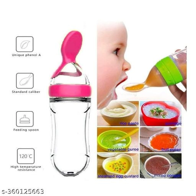 Silicone Feeding Bottle for Baby (Multicolor, 90 ml)