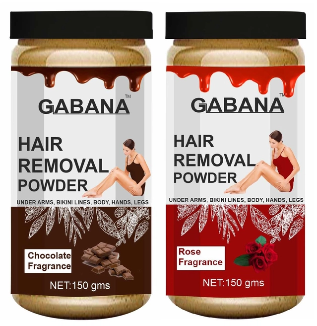 Gabana Chocolate with Rose Fragrance Instant Painless Hair Removal Powder (150 g, Pack of 2)