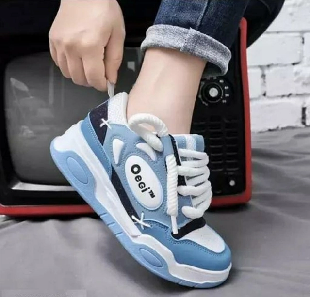 Casual Shoes for Men (White & Sky Blue, 6)