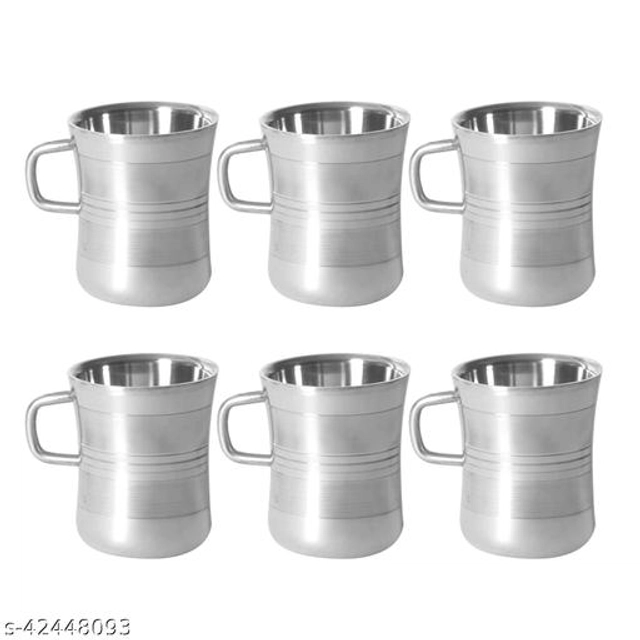 Stainless Steel Tea Cup (Multicolor, 100 ml) (Pack of 6)