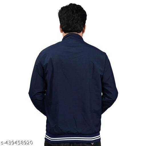 Polyester Jacket for Men (Navy Blue, M)