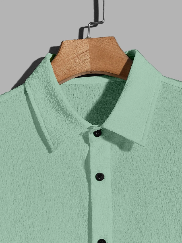 Popcorn Half Sleeves Shirt for Boys (Mint Green, 8-9 Years)